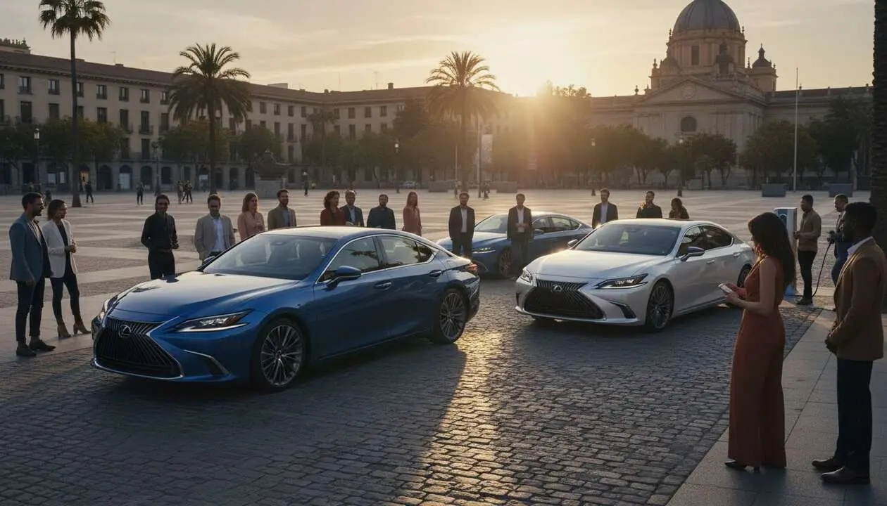  Lexus Nuevo ES 2026 el&eacute;ctrico e h&iacute;brido destacado en carretera revolucionando el mercado automotriz en Espa&ntilde;a &mdash; Imagen generada por IA 