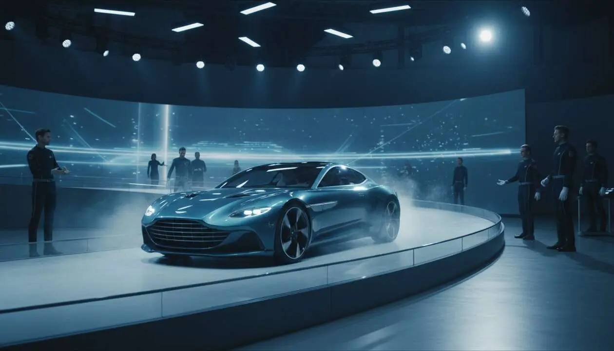  Aston Martin presenta su nuevo coche el&eacute;ctrico con tecnolog&iacute;a innovadora y dise&ntilde;o revolucionario para el futuro de la automoci&oacute;n &mdash; Imagen generada por IA 