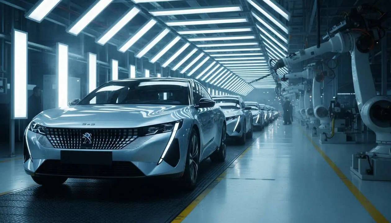  F&aacute;brica de Peugeot el&eacute;ctricos en China con inversi&oacute;n de mil millones de euros de Stellantis para veh&iacute;culos sostenibles &mdash; Imagen generada por IA 