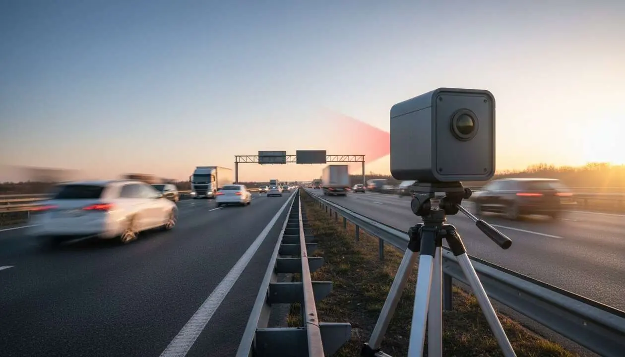  Radar secreto de la DGT que detecta veh&iacute;culos a 200 metros para controlar la velocidad en carretera &mdash; Imagen generada por IA 