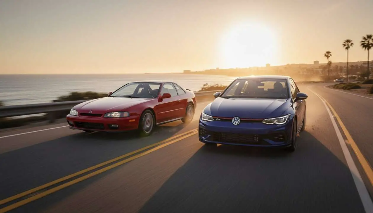  Honda Prelude y Volkswagen Golf GTI enfrentados para determinar el mejor deportivo accesible del mercado actual &mdash; Imagen generada por IA 