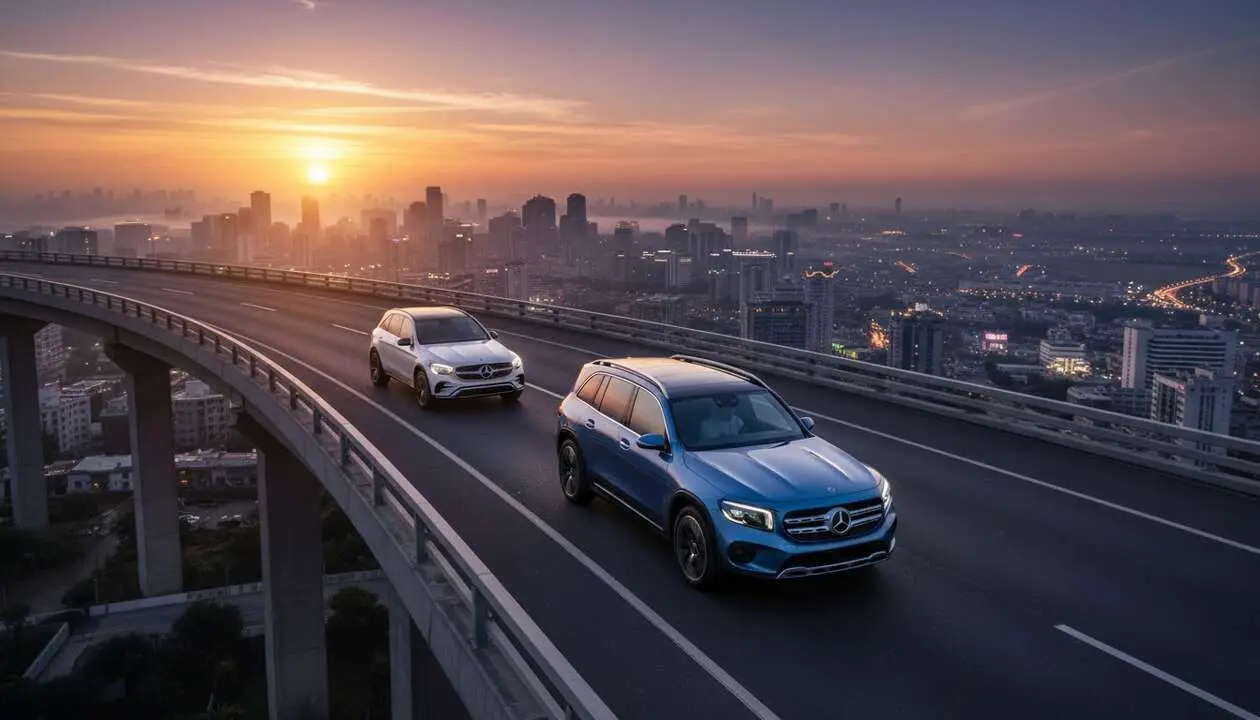  Mercedes el&eacute;ctricos GLB y GLC presentados como la nueva revoluci&oacute;n en SUVs el&eacute;ctricos de alta gama &mdash; Imagen generada por IA 