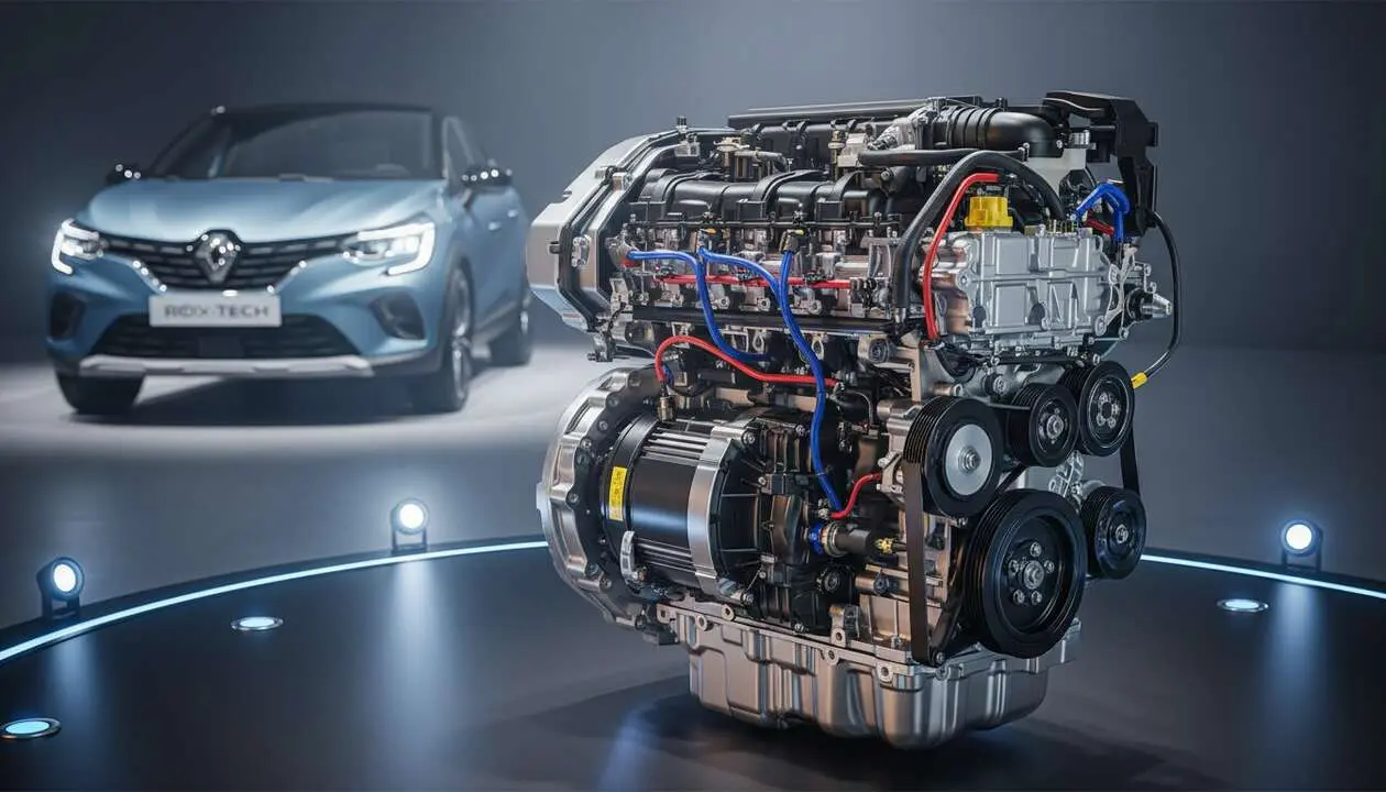  Renault E-Tech 160 CV motor h&iacute;brido eficiente y potente para coches modernos de &uacute;ltima generaci&oacute;n &mdash; Imagen generada por IA 