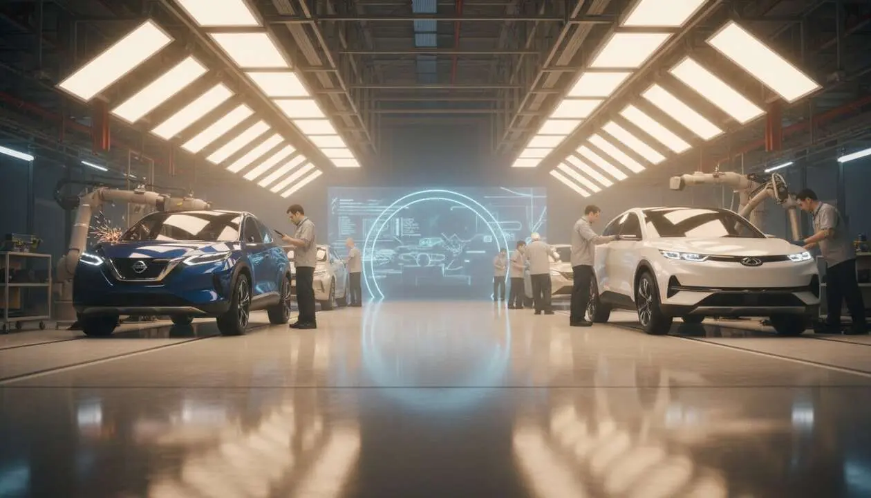  Planta revolucionaria de Nissan y Chery en Reino Unido con avances tecnol&oacute;gicos y producci&oacute;n innovadora &mdash; Imagen generada por IA 