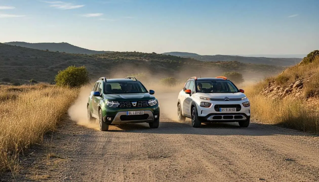  Comparativa entre Dacia Duster h&iacute;brido y Citro&euml;n C3 Aircross para decidir el mejor SUV en 2026 &mdash; Imagen generada por IA 