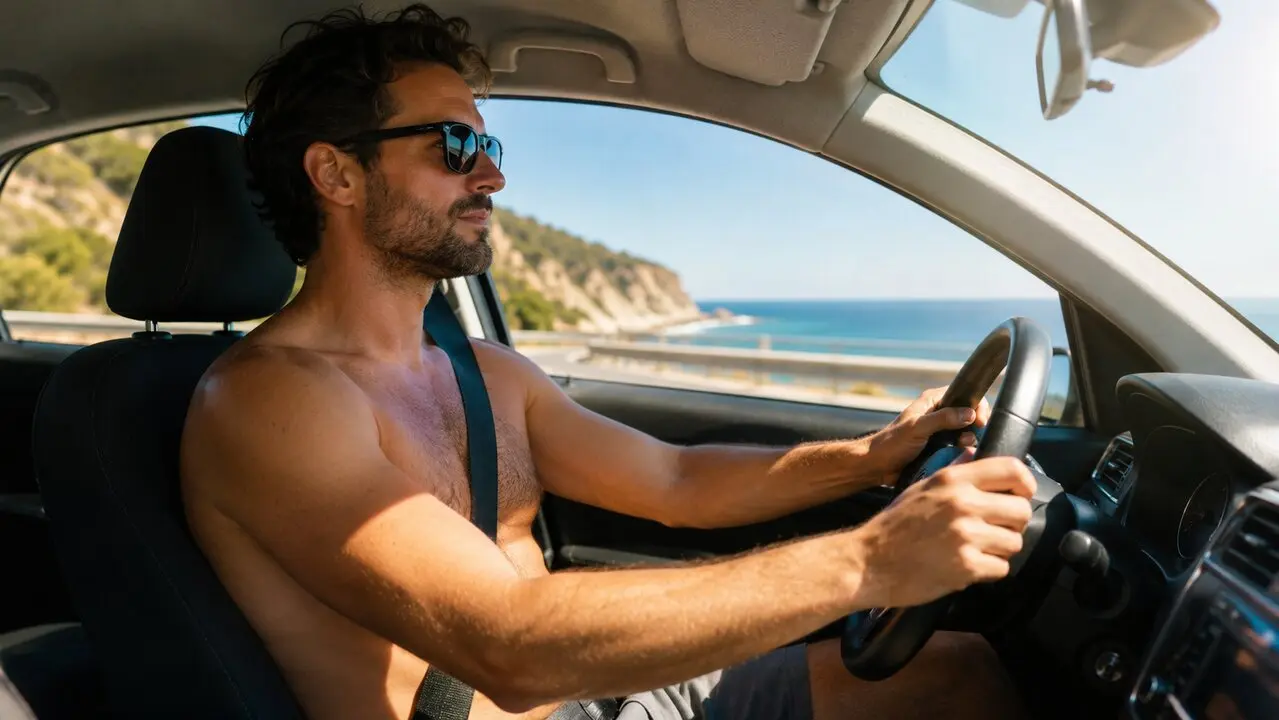 Conducir sin camiseta