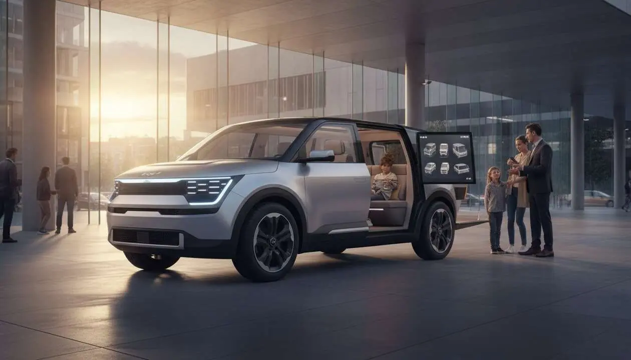  Kia PV5 el&eacute;ctrico modular para movilidad familiar y profesional con dise&ntilde;o innovador y eficiente &mdash; Imagen generada por IA 