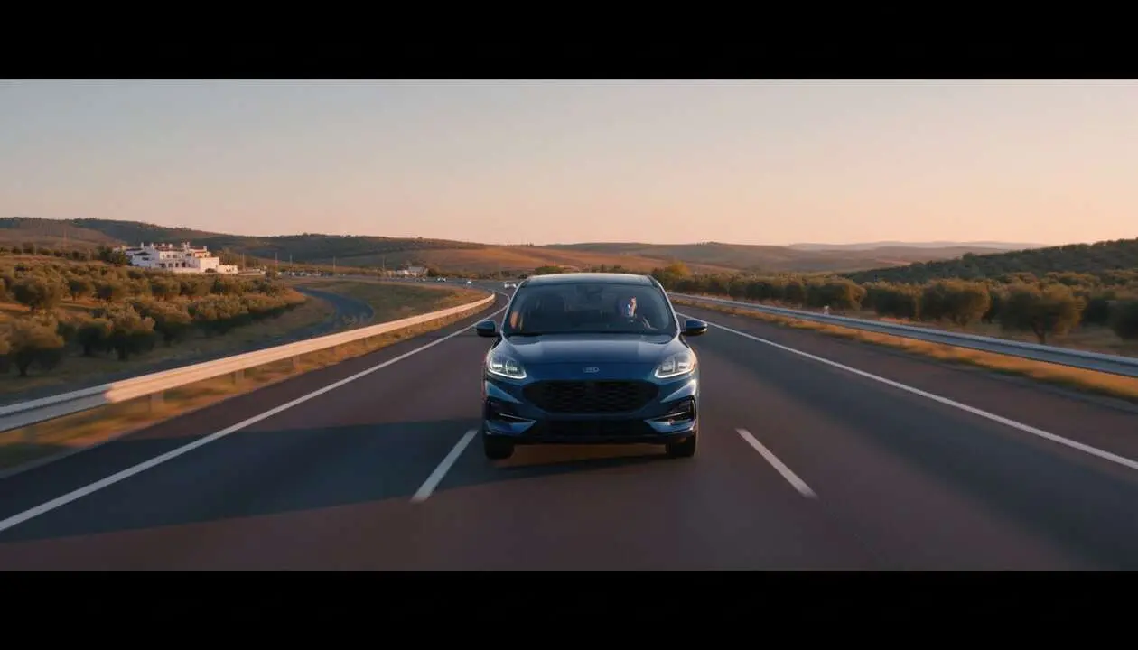  Ford Kuga espa&ntilde;ol con conducci&oacute;n aut&oacute;noma manos libres revolucionando la seguridad vial en Espa&ntilde;a &mdash; Imagen generada por IA 