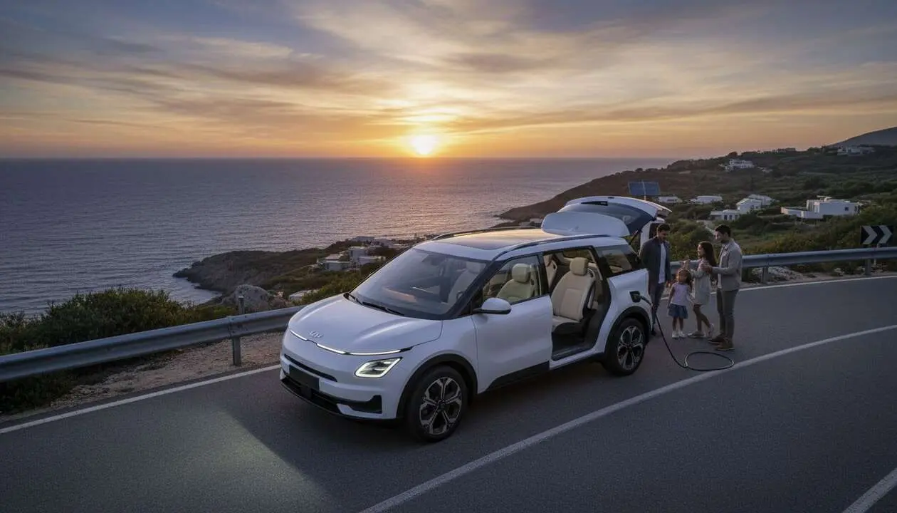  Kia PV5 monovolumen el&eacute;ctrico de 7 plazas con gran autonom&iacute;a ideal para familias y viajes largos &mdash; Imagen generada por IA 