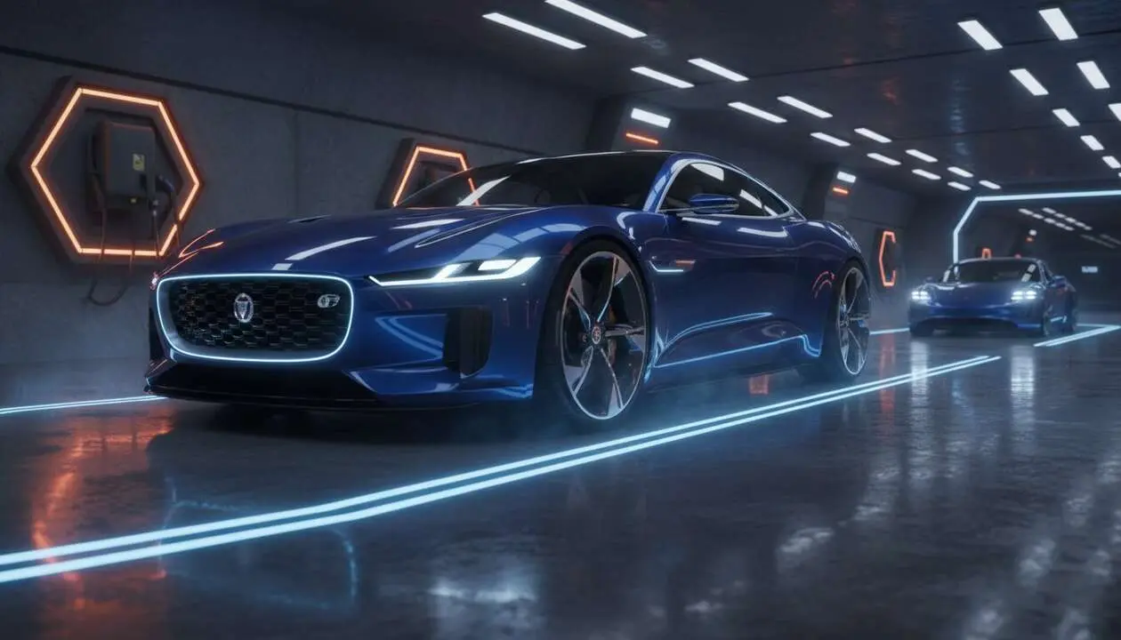  Jaguar Type 01 el&eacute;ctrico de 1.000 CV compitiendo con Porsche Taycan en potencia y dise&ntilde;o innovador &mdash; Imagen generada por IA 