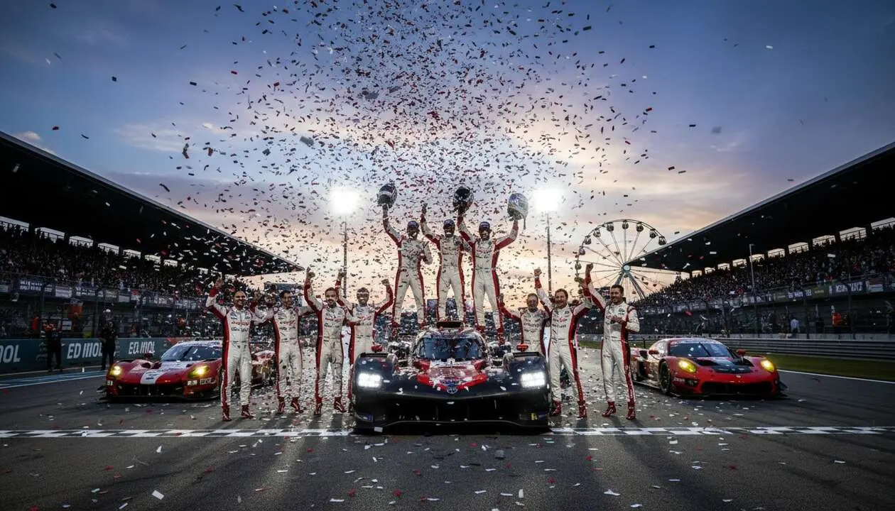  Toyota gana las 24 horas de Le Mans y pone fin al dominio hist&oacute;rico de Ferrari en la carrera de resistencia &mdash; Imagen generada por IA 