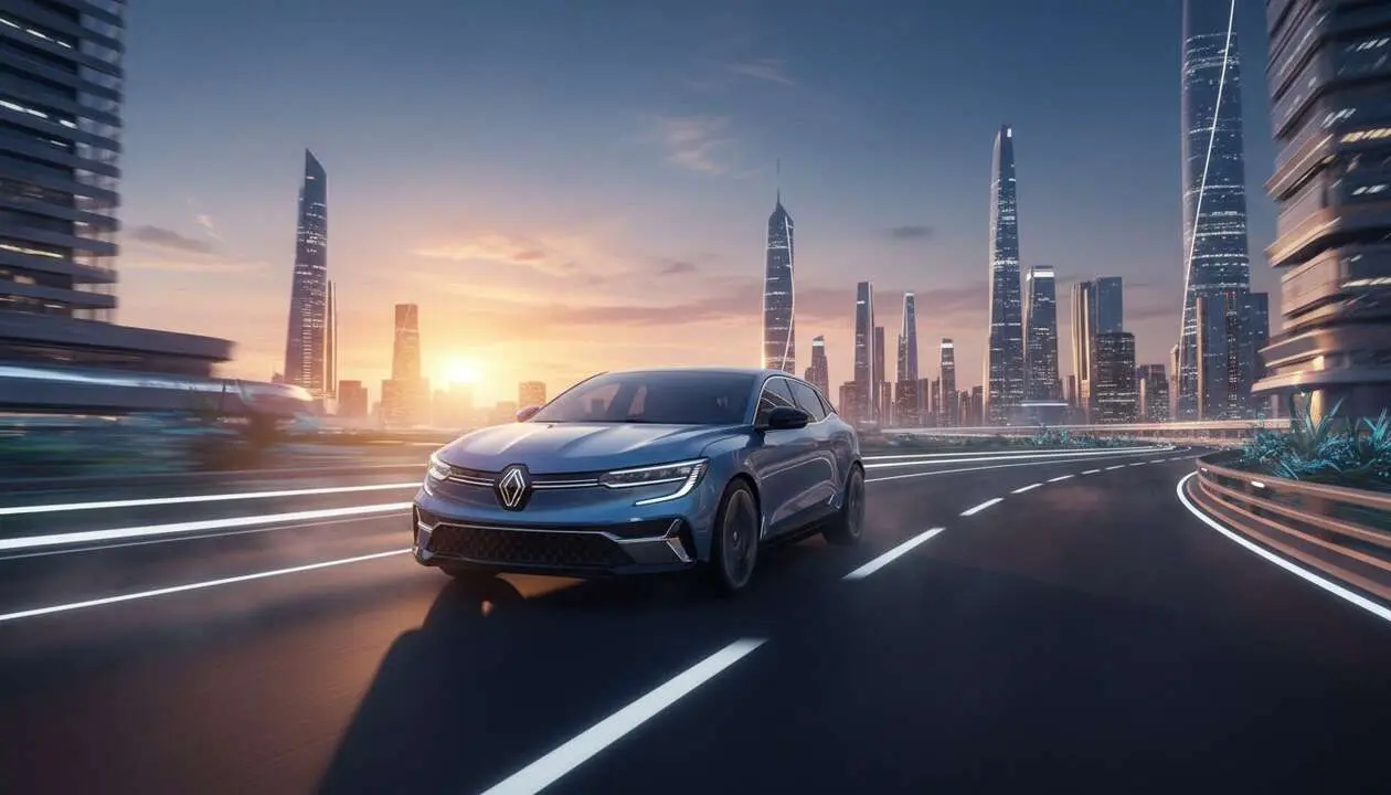  Renault Megane E-TECH 2027 el&eacute;ctrico mostrando dise&ntilde;o innovador y tecnolog&iacute;a avanzada para una conducci&oacute;n sostenible &mdash; Imagen generada por IA 