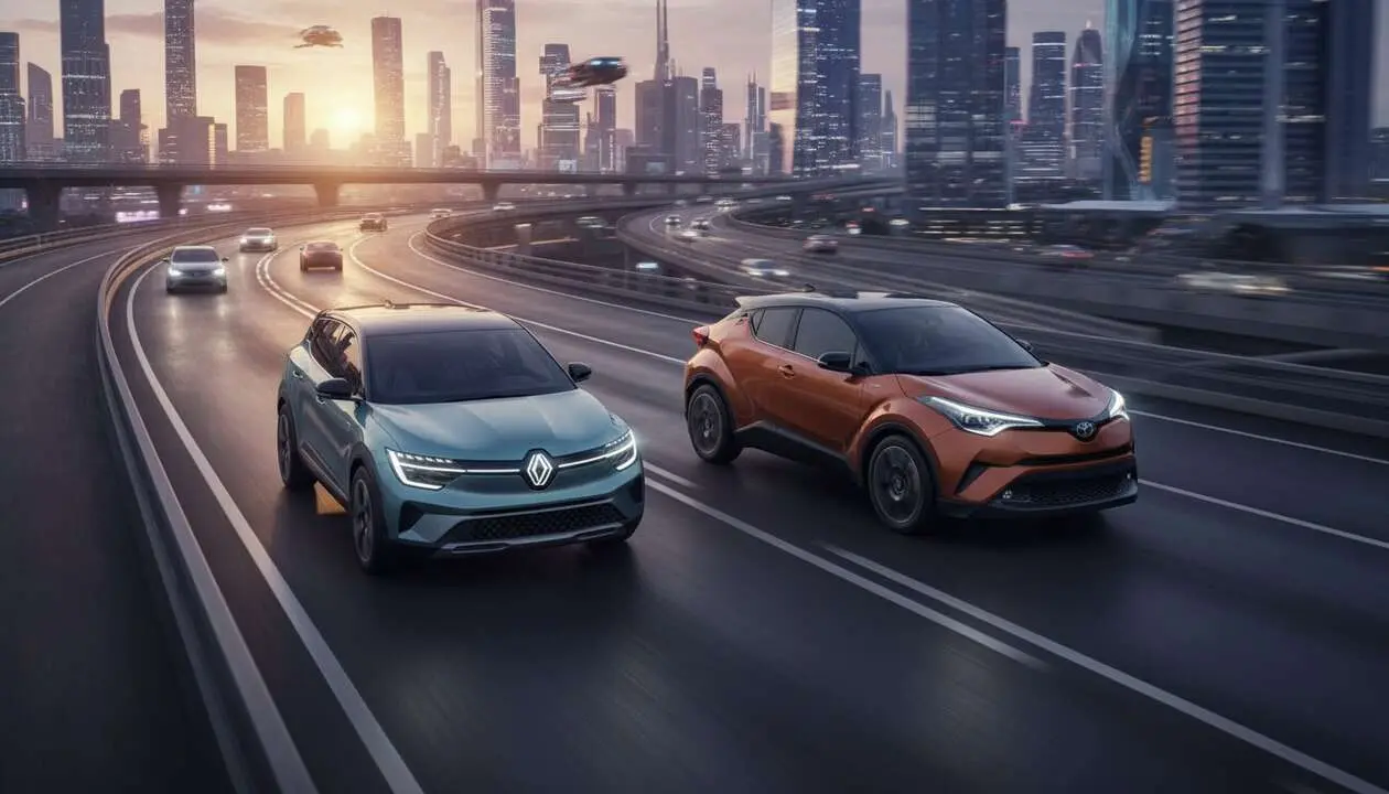  Comparativa Renault Symbioz E-Tech y Toyota C-HR para elegir el mejor coche el&eacute;ctrico en 2026 &mdash; Imagen generada por IA 