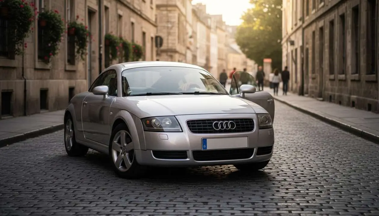 Audi TT cl&aacute;sico en color rojo estacionado en carretera, el modelo avanzado por menos de 25.000 euros &mdash; Imagen generada por IA 