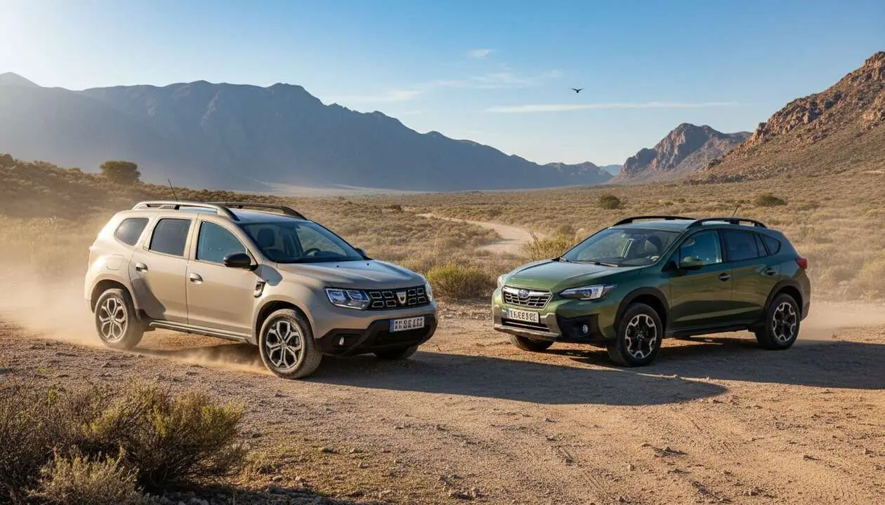  Comparativa entre Dacia Duster y Subaru Uncharted SUV barato para elegir el mejor veh&iacute;culo econ&oacute;mico &mdash; Imagen generada por IA 