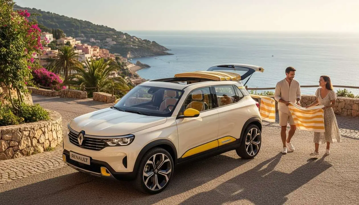  Renault 4 E-Tech Plein Sud con estilo vintage y techo de lona para un dise&ntilde;o moderno y exclusivo &mdash; Imagen generada por IA 