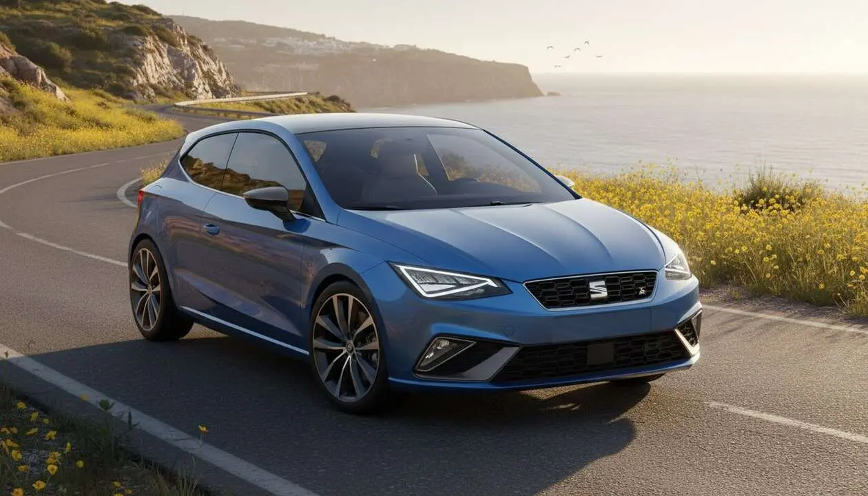  Seat Ibiza 2026 en Espa&ntilde;a mostrando su dise&ntilde;o moderno y eficiencia para ahorrar en gastos de coche barato &mdash; Imagen generada por IA 