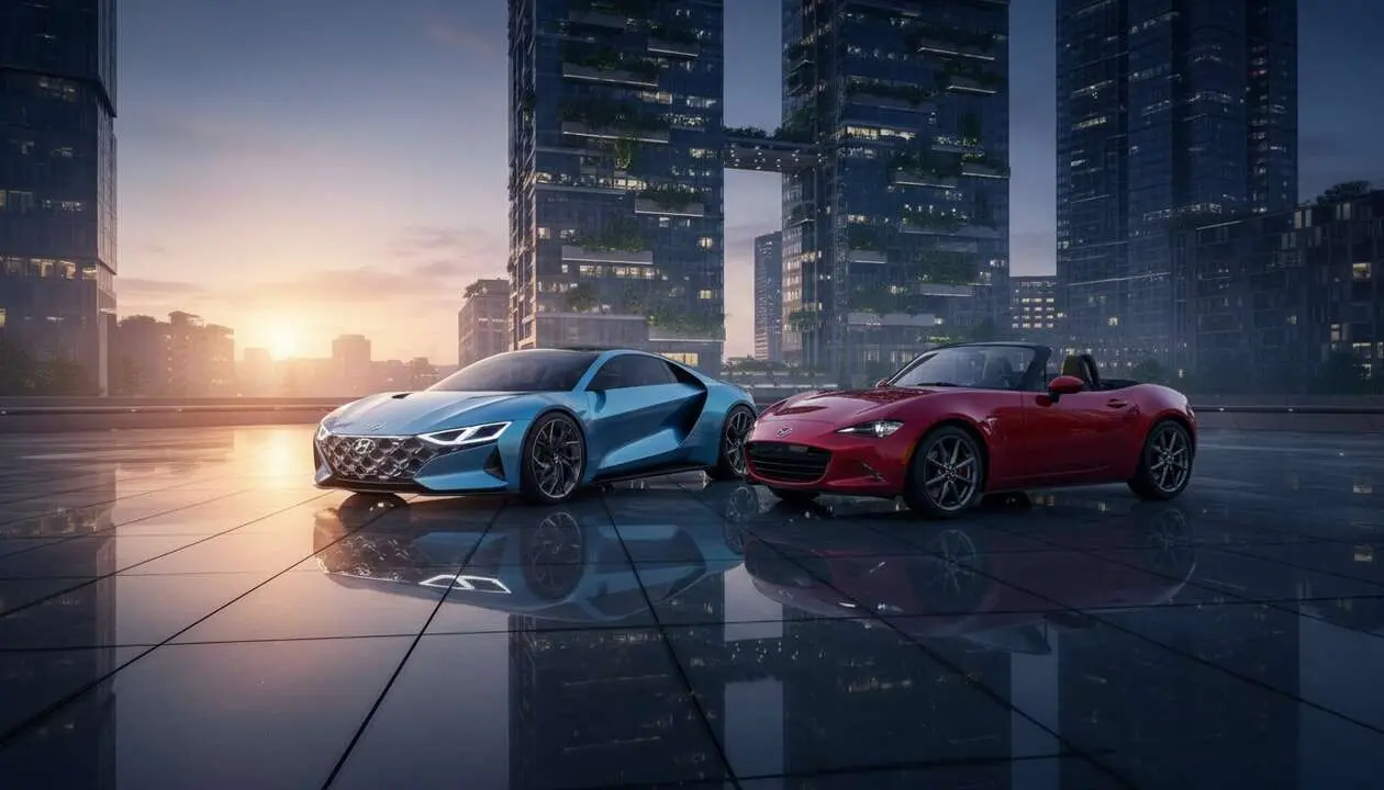  Hyundai supera a Mazda MX-5 combinando tecnolog&iacute;a avanzada y dise&ntilde;o innovador en sus &uacute;ltimos modelos deportivos &mdash; Imagen generada por IA 