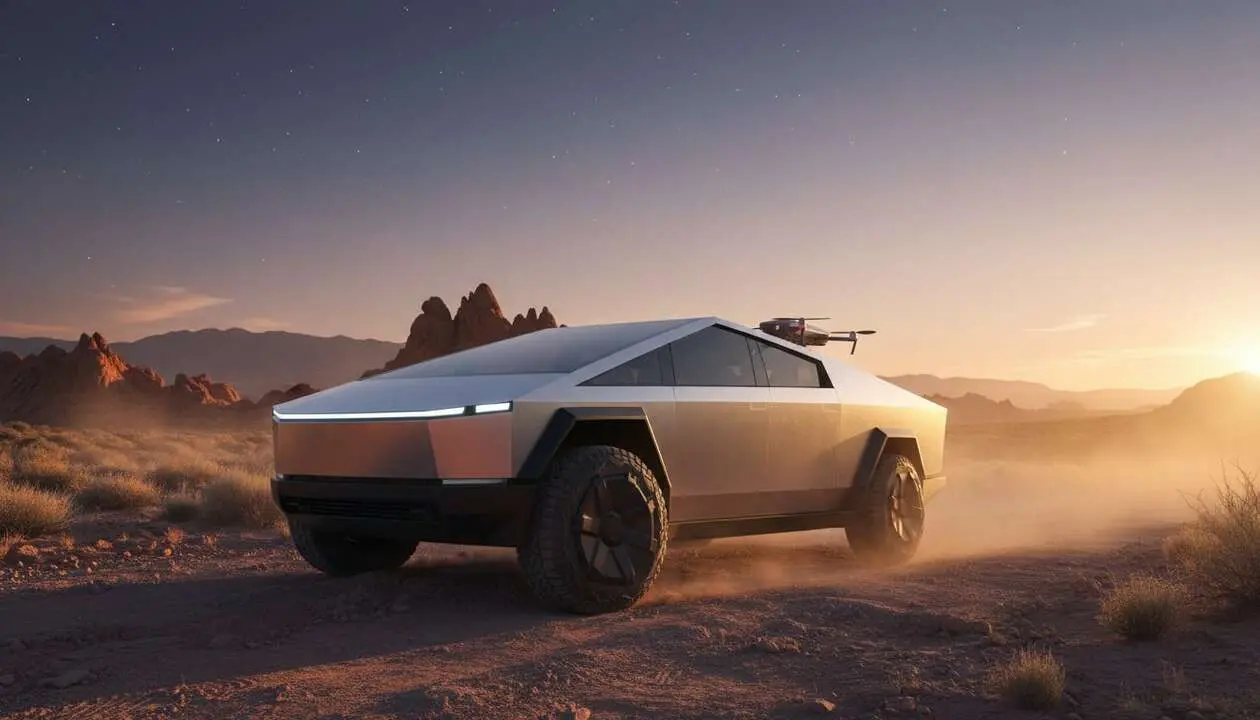  Tesla Cybertruck todoterreno el&eacute;ctrico revolucionario con dise&ntilde;o futurista y tecnolog&iacute;a avanzada &mdash; Imagen generada por IA 