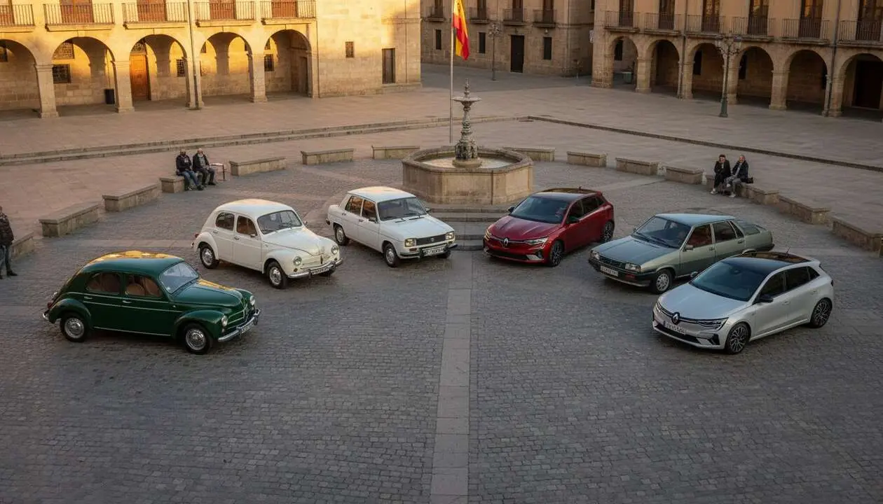  Renault en Espa&ntilde;a celebrando 74 a&ntilde;os de historia con modelos legendarios e innovaciones automotrices emblem&aacute;ticas &mdash; Imagen generada por IA 