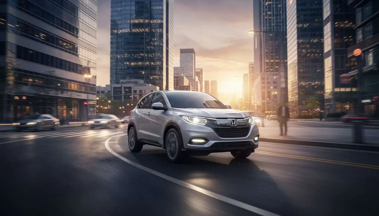  Honda HR-V SUV compacta en ciudad mostrando dise&ntilde;o moderno y tecnolog&iacute;a avanzada para conducci&oacute;n urbana segura &mdash; Imagen generada por IA 