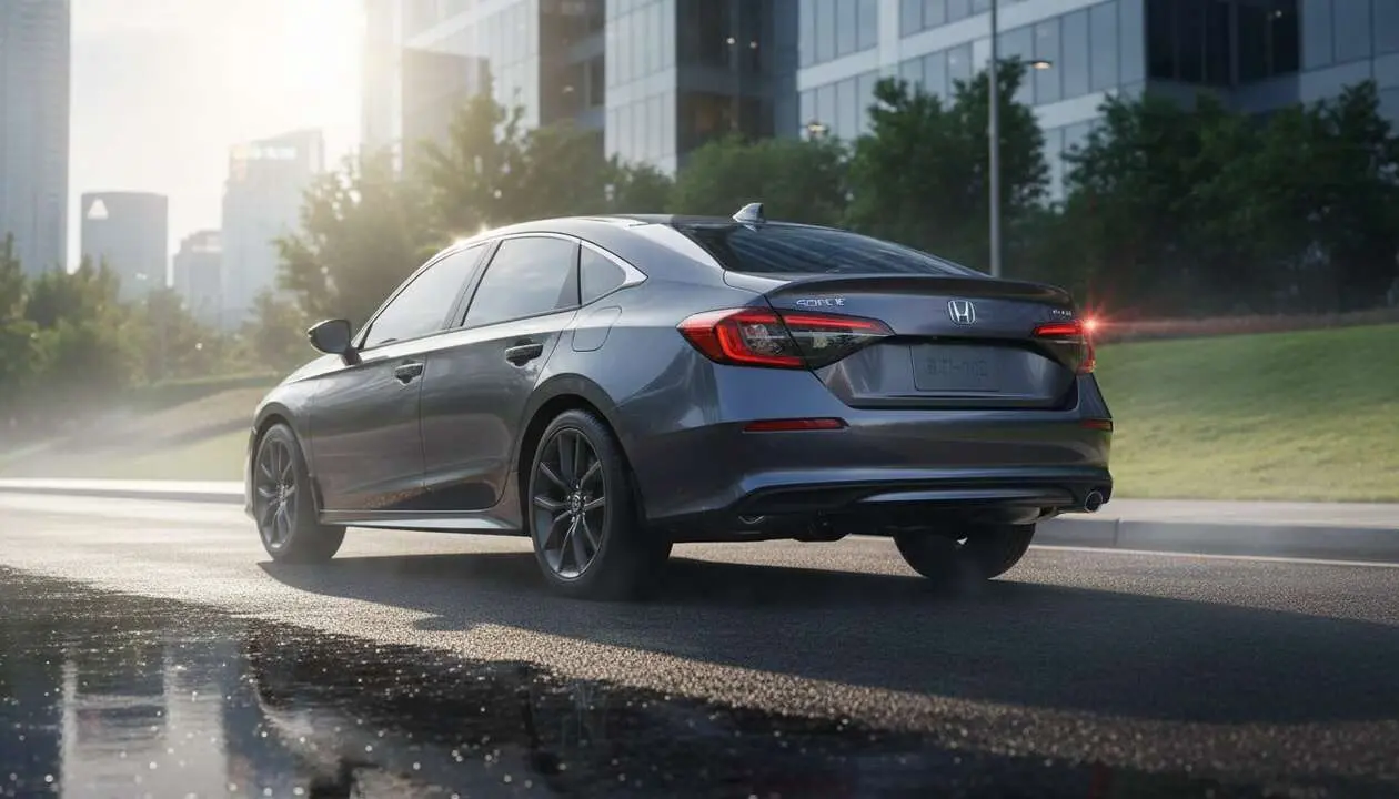  Nuevo Honda Civic 2024 en carretera mostrando su dise&ntilde;o actualizado y caracter&iacute;sticas modernas innovadoras &mdash; Imagen generada por IA 