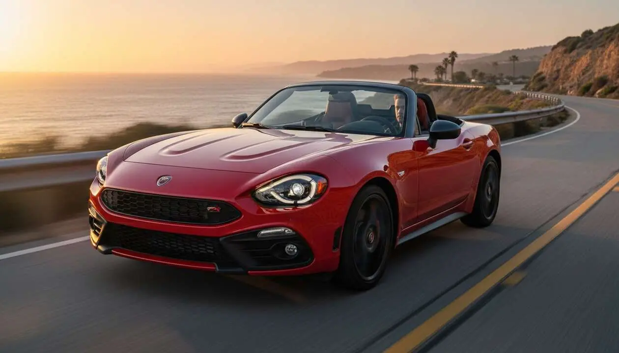  Abarth 124 Spider 2024 mostrando su dise&ntilde;o deportivo cl&aacute;sico y renovado que acelera pasiones en la carretera &mdash; Imagen generada por IA 