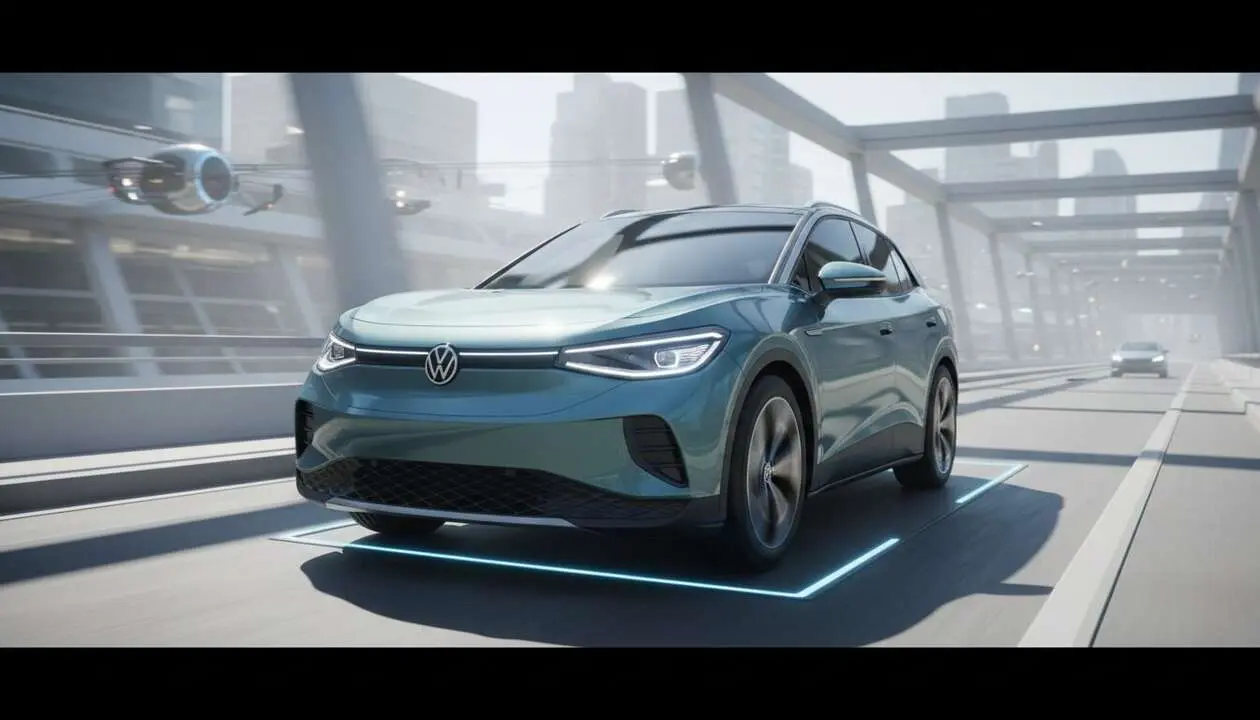  Volkswagen ID.4 2024 en acci&oacute;n mostrando sus innovaciones tecnol&oacute;gicas y dise&ntilde;o moderno de veh&iacute;culo el&eacute;ctrico &mdash; Imagen generada por IA 