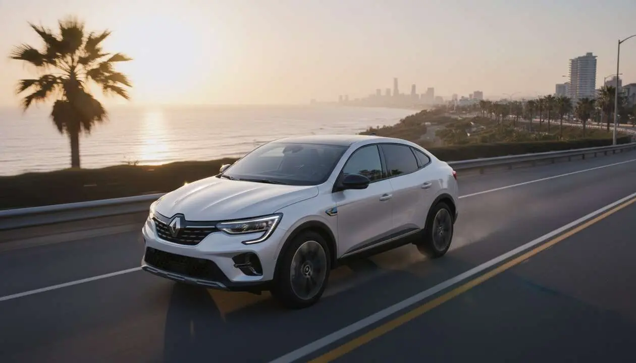  Renault Arkana 2026 h&iacute;brido mostrando su dise&ntilde;o innovador y tecnolog&iacute;a avanzada en un paisaje moderno &mdash; Imagen generada por IA 