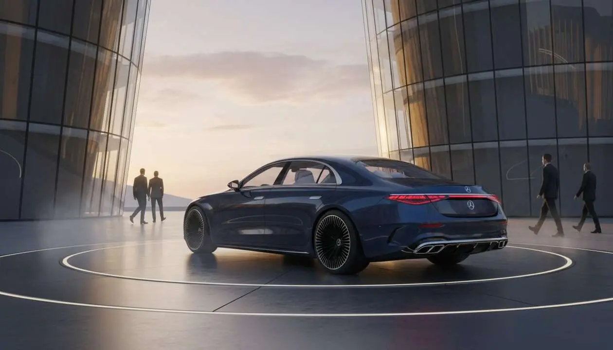  Mercedes-Benz Clase S 2026 presentado en color met&aacute;lico con dise&ntilde;o elegante y tecnolog&iacute;a avanzada para el mercado de lujo &mdash; Imagen generada por IA 
