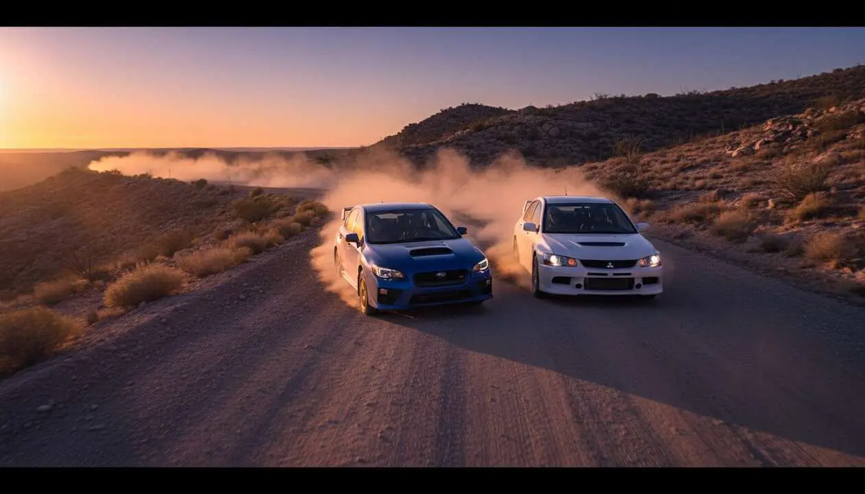  Comparativa Subaru WRX STI vs Mitsubishi Lancer EVO en rendimiento y tracci&oacute;n total para conducci&oacute;n deportiva &mdash; Imagen generada por IA 