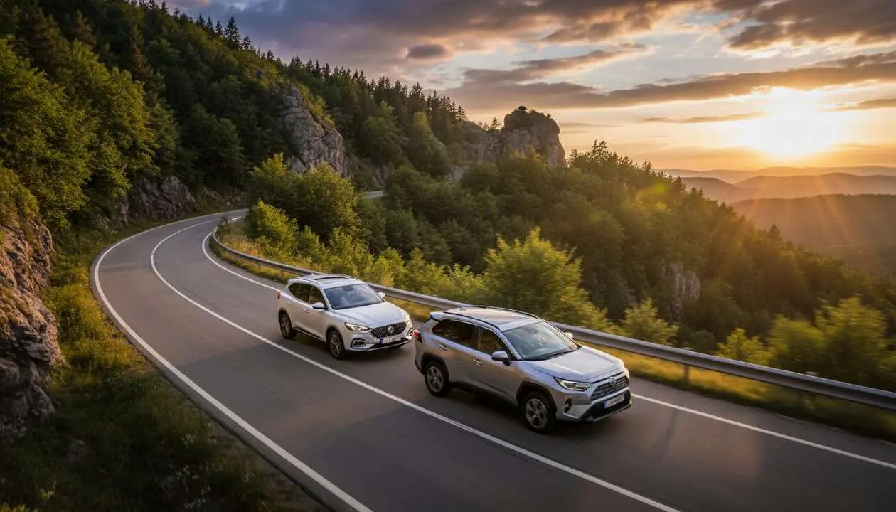  MG HS Hybrid plus SUV h&iacute;brido chino compitiendo con Toyota RAV4 en eficiencia y dise&ntilde;o moderno &mdash; Imagen generada por IA 