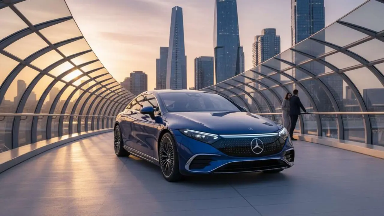  Mercedes EQE 2026 el coche el&eacute;ctrico m&aacute;s bonito y pr&aacute;ctico con dise&ntilde;o moderno y tecnolog&iacute;a avanzada &mdash; Imagen generada por IA 