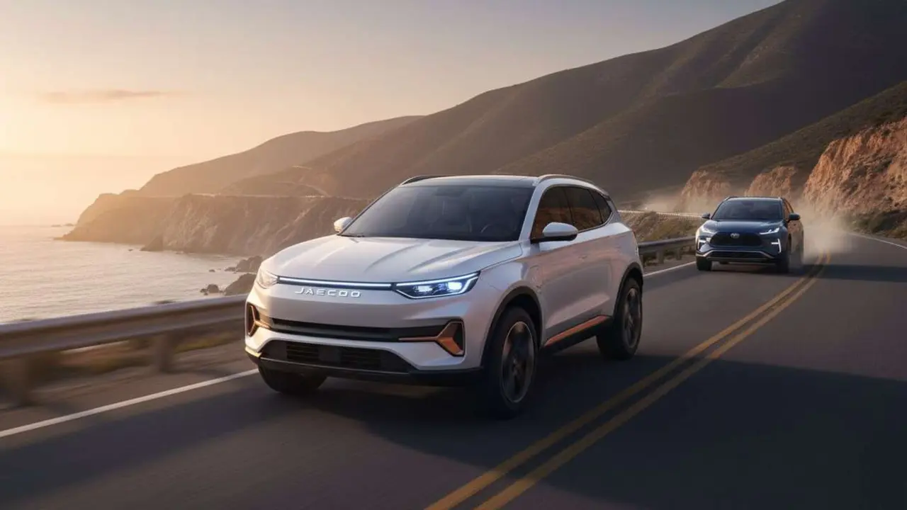  Jaecoo 5 SHS SUV h&iacute;brido moderno con dise&ntilde;o innovador que compite con Toyota en eficiencia y tecnolog&iacute;a ambiental &mdash; Imagen generada por IA 