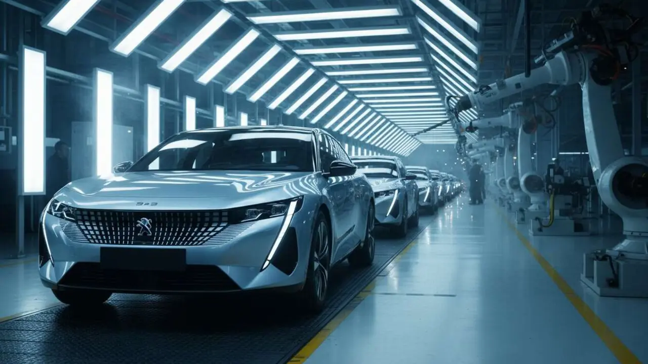  F&aacute;brica de Peugeot el&eacute;ctricos en China con inversi&oacute;n de mil millones de euros de Stellantis para veh&iacute;culos sostenibles &mdash; Imagen generada por IA 