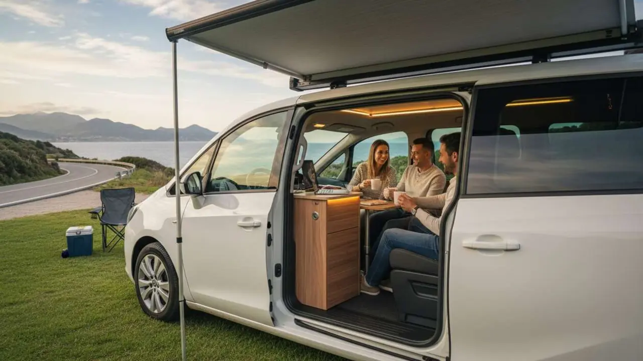  Opel Zafira by Tinkervan transformado en sal&oacute;n m&oacute;vil para viajes c&oacute;modos y funcionales en carretera &mdash; Imagen generada por IA 
