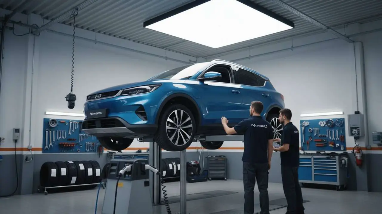  Norauto y BYD Atto 3 trabajando juntos para ofrecer mantenimiento el&eacute;ctrico innovador y eficiente &mdash; Imagen generada por IA 