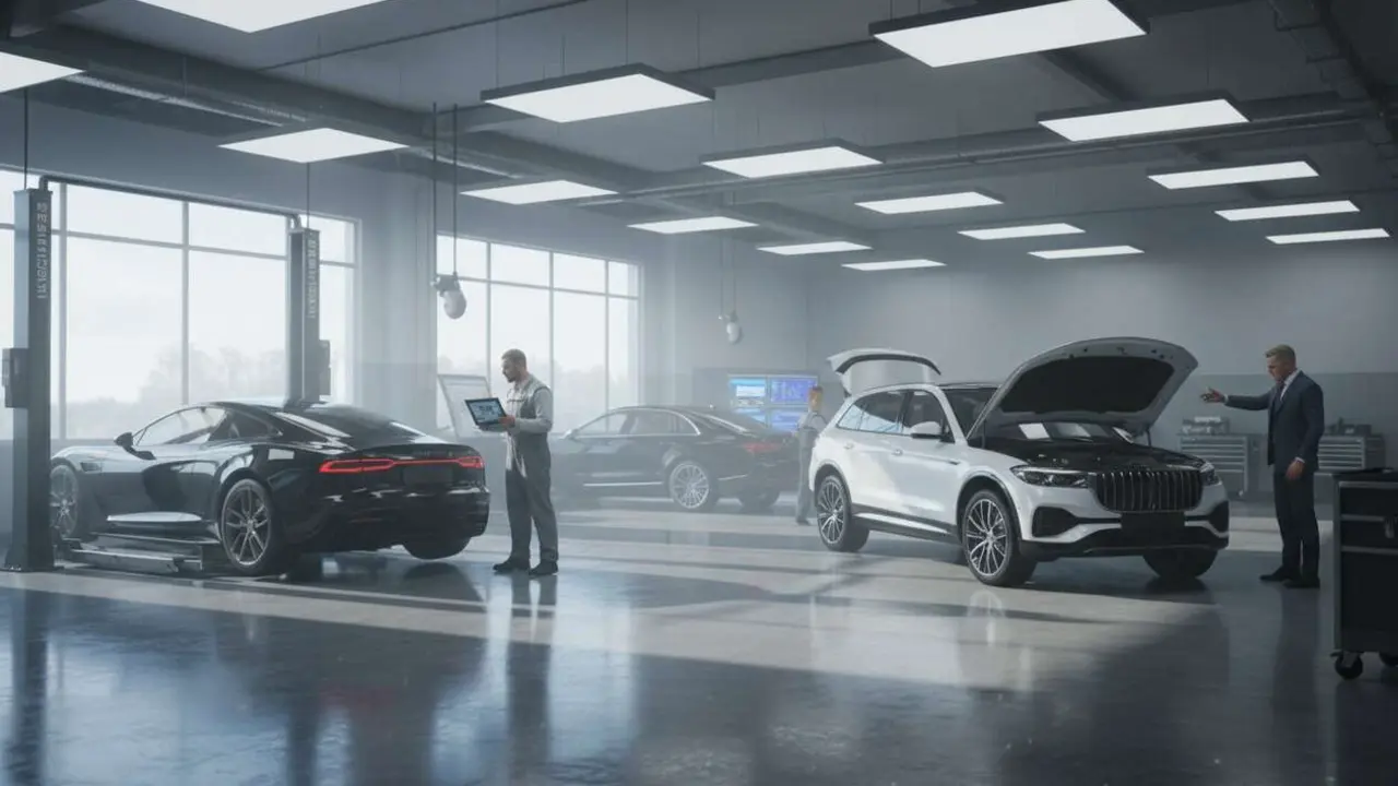  Marcas de coches m&aacute;s caras de mantener en 2025 seg&uacute;n el an&aacute;lisis de la OCU para conductores en Espa&ntilde;a &mdash; Imagen generada por IA 