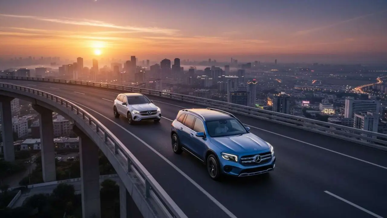  Mercedes el&eacute;ctricos GLB y GLC presentados como la nueva revoluci&oacute;n en SUVs el&eacute;ctricos de alta gama &mdash; Imagen generada por IA 