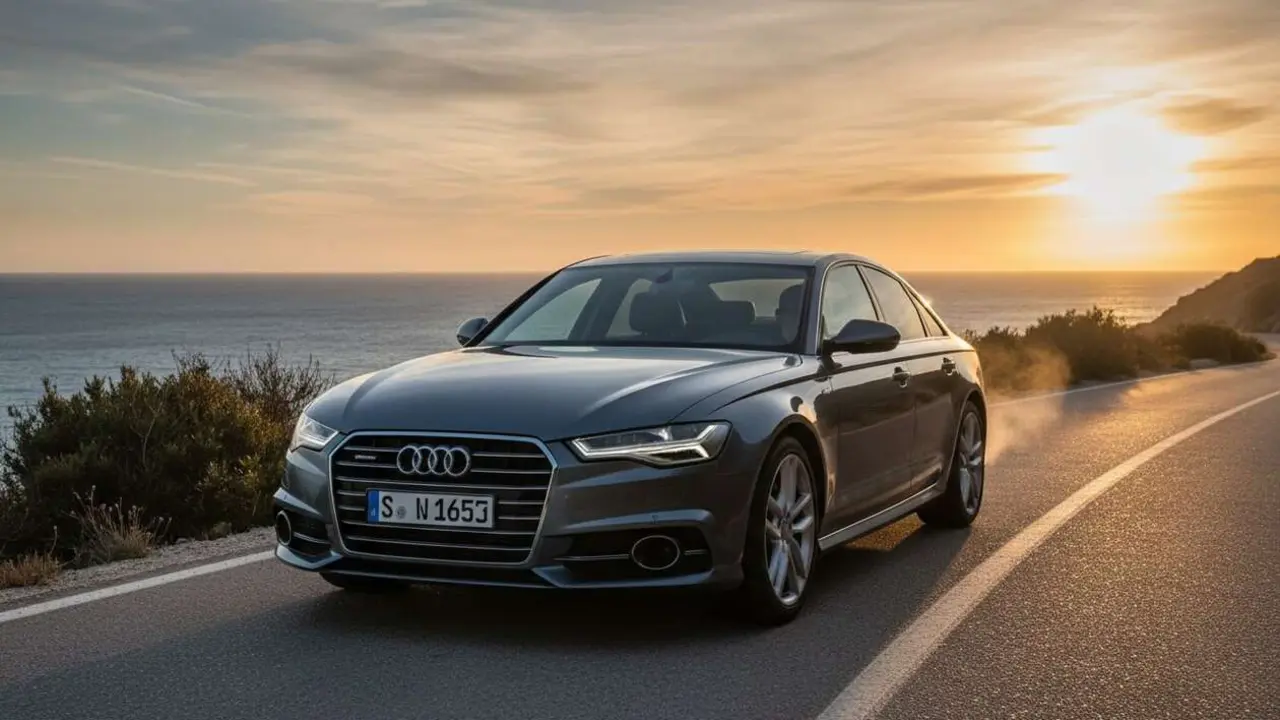  Audi A6 TDI quattro en carretera mostrando su potencia y tecnolog&iacute;a di&eacute;sel ecol&oacute;gica avanzada &mdash; Imagen generada por IA 