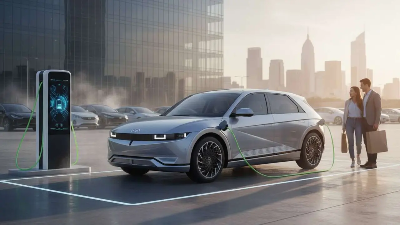  Hyundai presenta su nuevo coche el&eacute;ctrico con 327 km de autonom&iacute;a y precio desde 16.000 euros para movilidad sostenible &mdash; Imagen generada por IA 