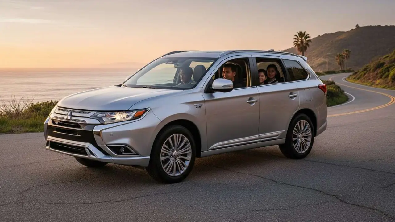  Mitsubishi Outlander PHEV 2024 con 7 plazas y precio m&aacute;s accesible para familias y conducci&oacute;n eficiente &mdash; Imagen generada por IA 