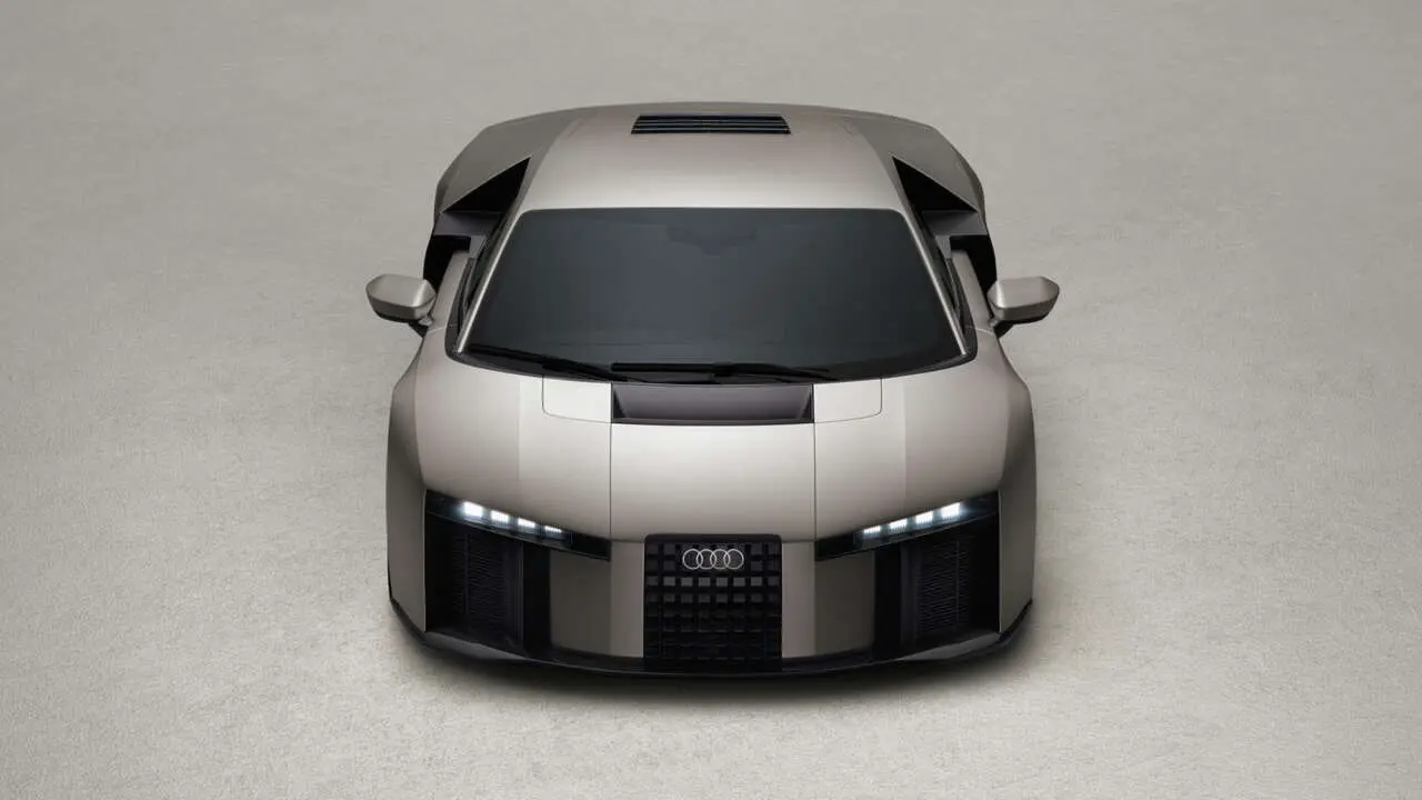 Titanium, static studio shot, exterior, frontal view top-down perspective