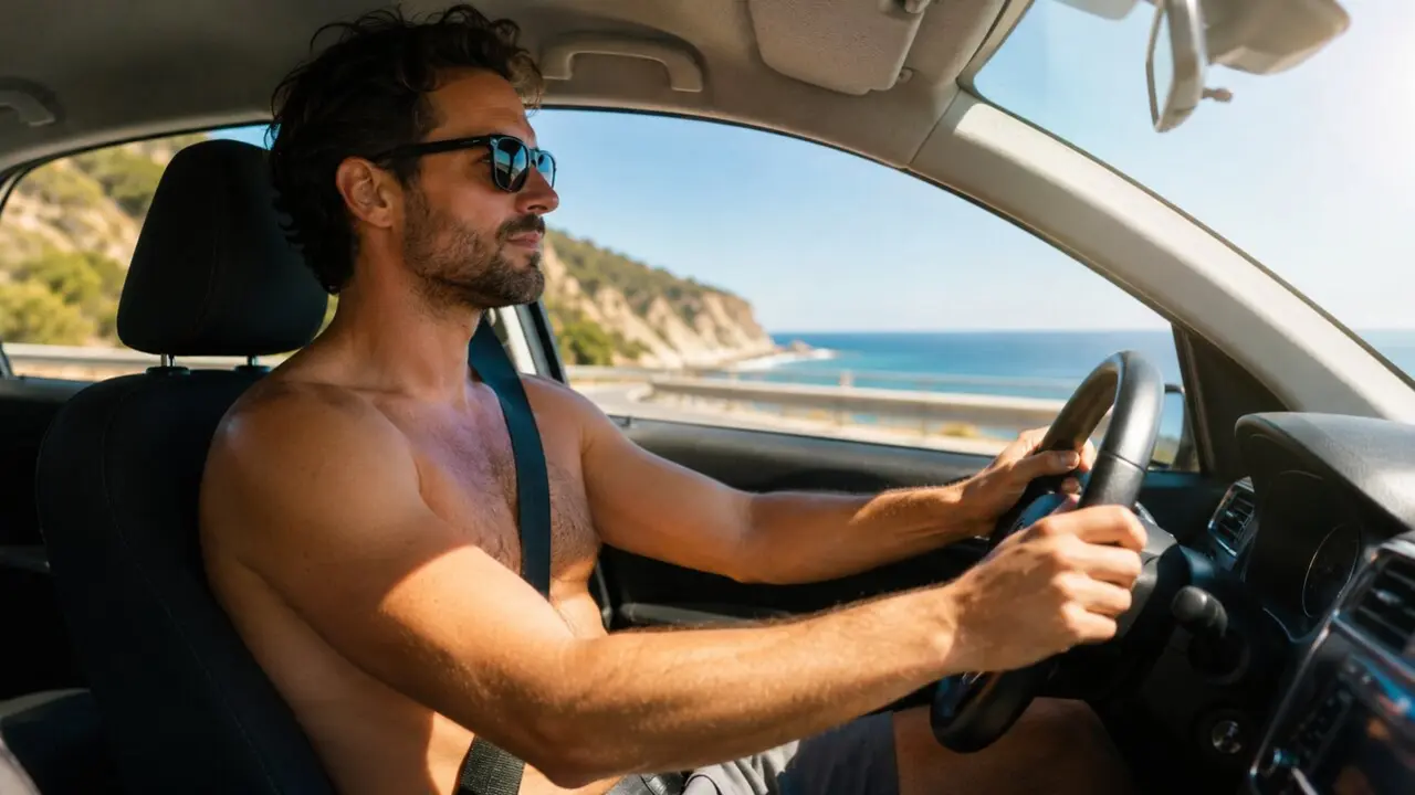 Conducir sin camiseta