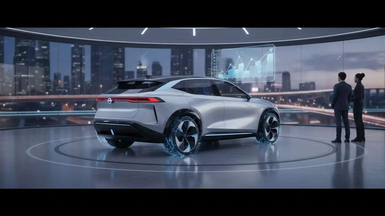  Nissan presenta su innovador veh&iacute;culo el&eacute;ctrico avanzado que revoluciona el mercado automotriz actual &mdash; Imagen generada por IA 