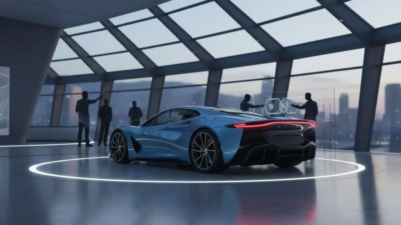  Lotus Evija el&eacute;ctrico revolucionario mostrando dise&ntilde;o futurista y tecnolog&iacute;a avanzada para autos sostenibles &mdash; Imagen generada por IA 