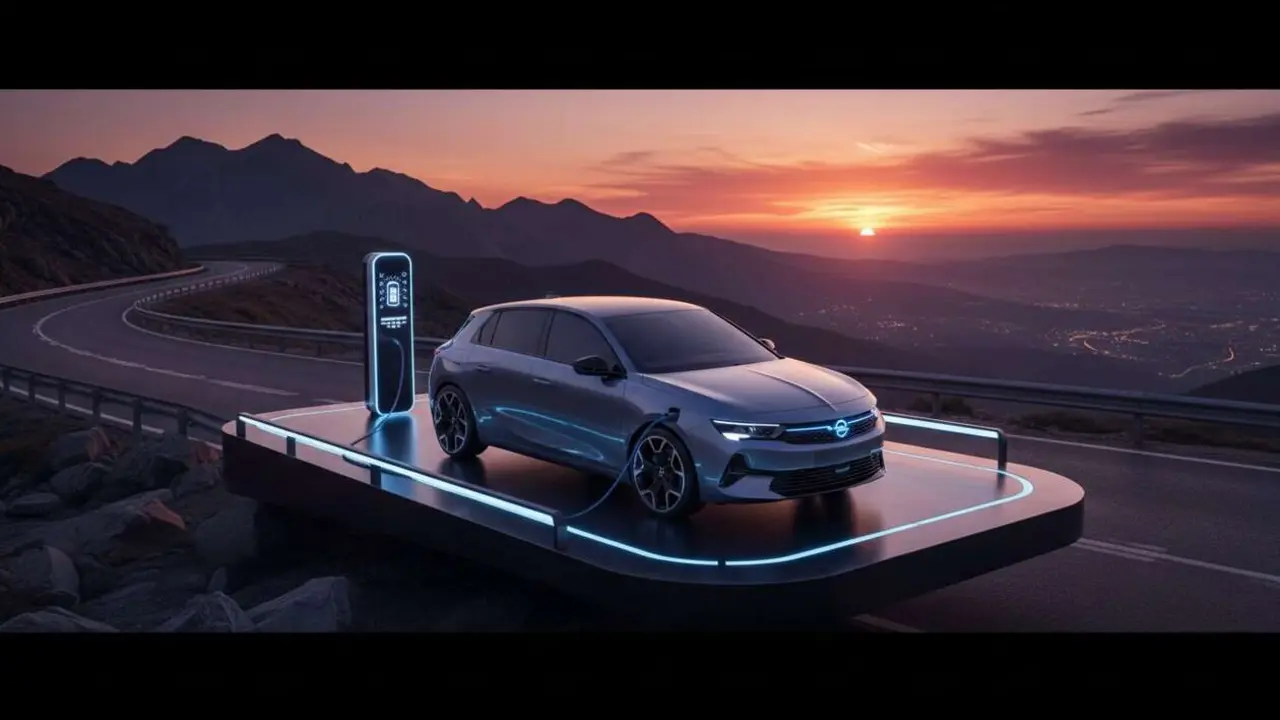  Opel Astra el&eacute;ctrico revolucionario con 454 km de autonom&iacute;a para viajes eficientes y sostenibles &mdash; Imagen generada por IA 