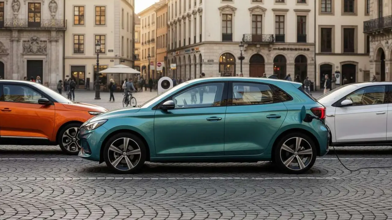  Nuevo MG urbano el&eacute;ctrico competitivo y econ&oacute;mico que desaf&iacute;a al Renault 5 y VW ID. Polo en el mercado actual &mdash; Imagen generada por IA 