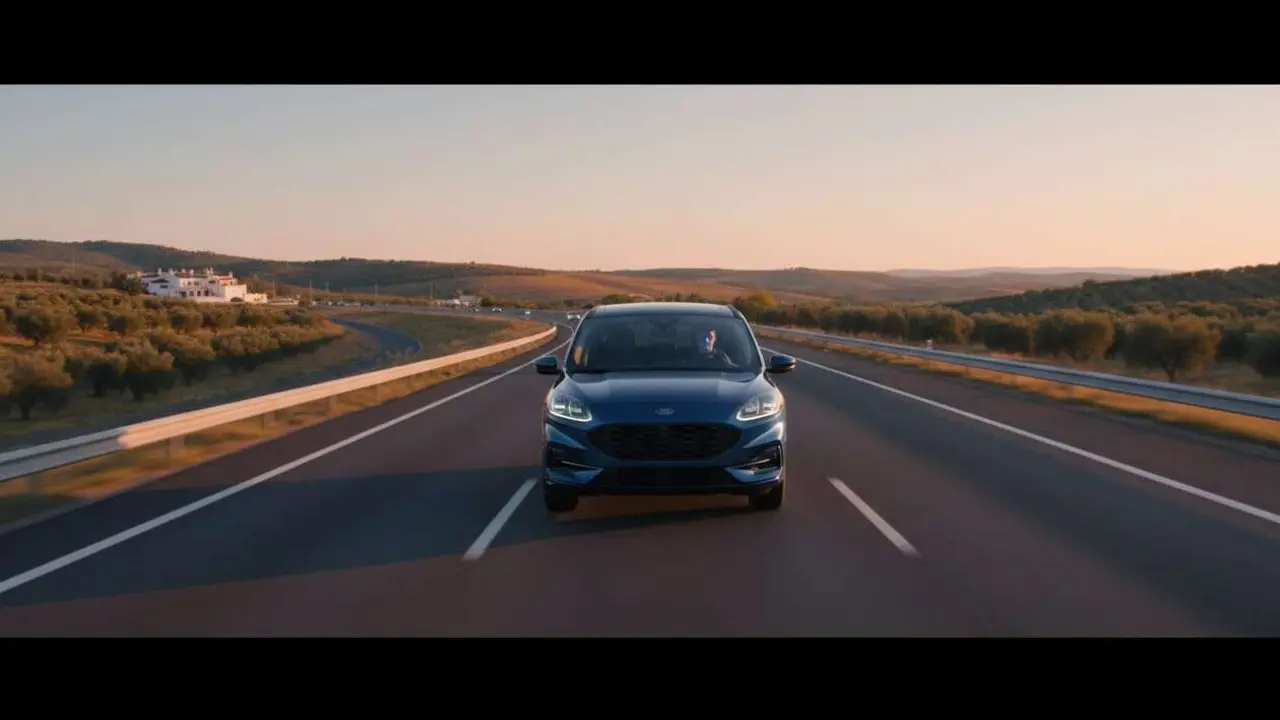  Ford Kuga espa&ntilde;ol con conducci&oacute;n aut&oacute;noma manos libres revolucionando la seguridad vial en Espa&ntilde;a &mdash; Imagen generada por IA 