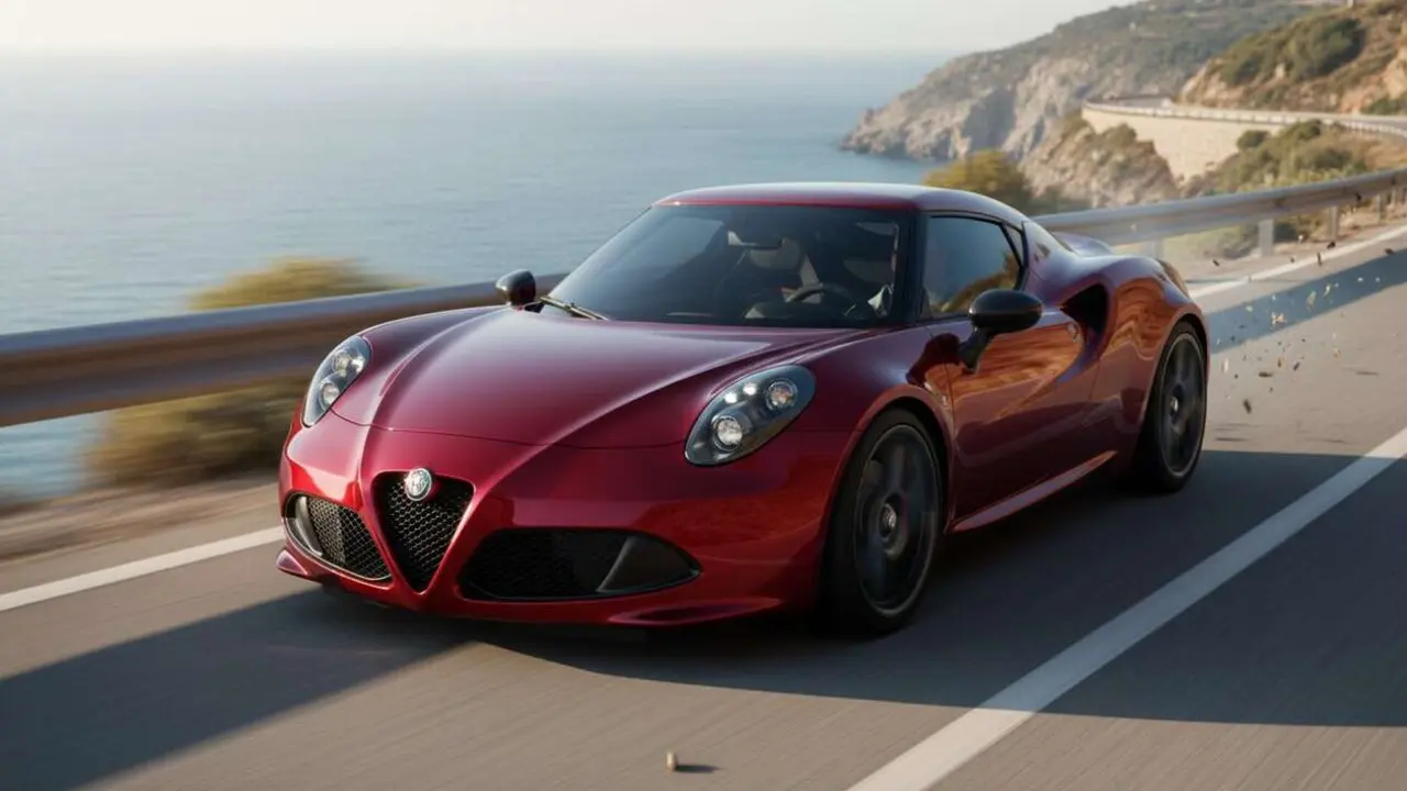  Alfa Romeo 4C 2026 en carretera mostrando su dise&ntilde;o ligero y potencia excepcional para los amantes del motor &mdash; Imagen generada por IA 